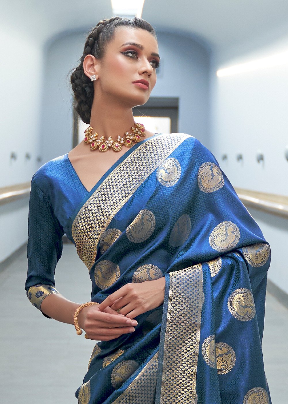 Buy MySilkLove Blue Dianne Zari Woven Banarasi Saree Online