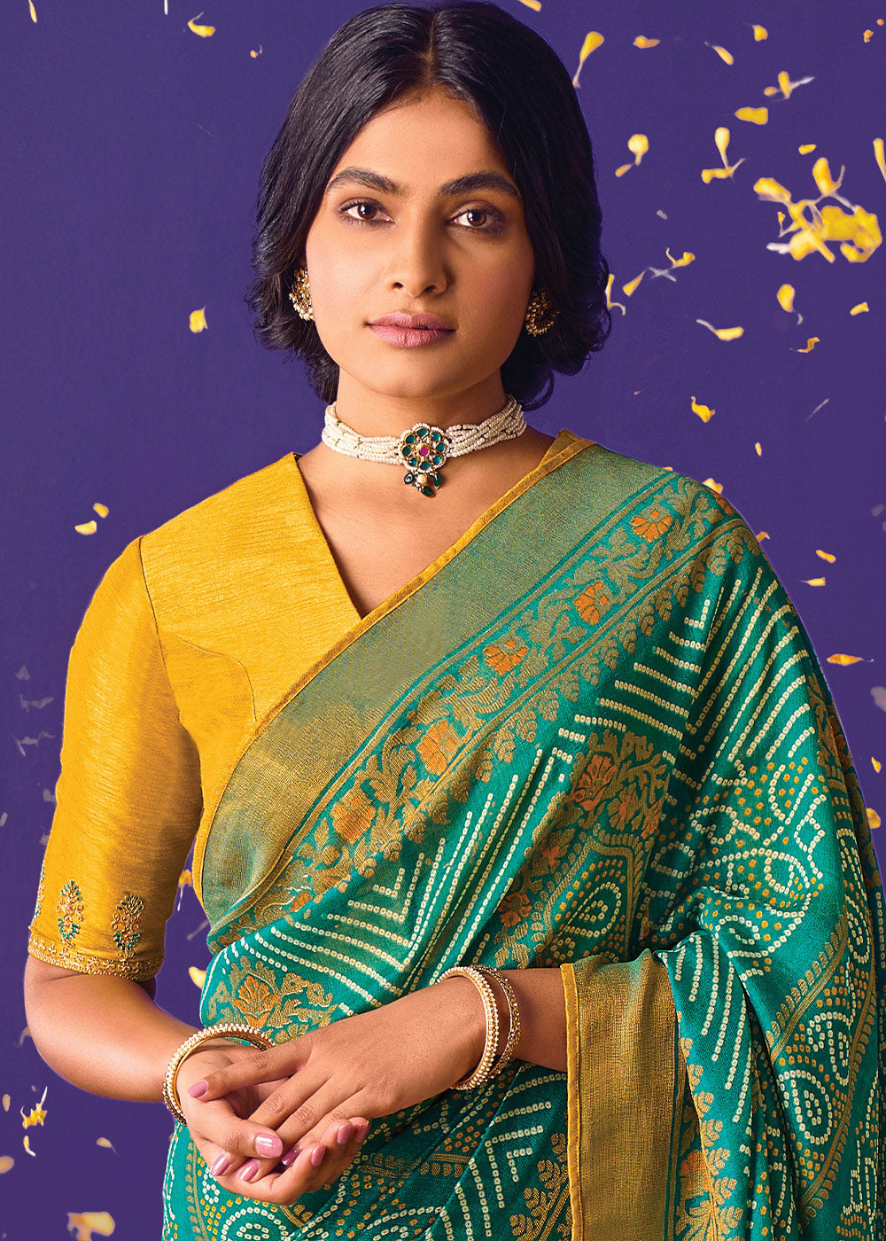 Buy MySilkLove Amazon Green Printed Paithani Saree With Embroidered Blouse Online