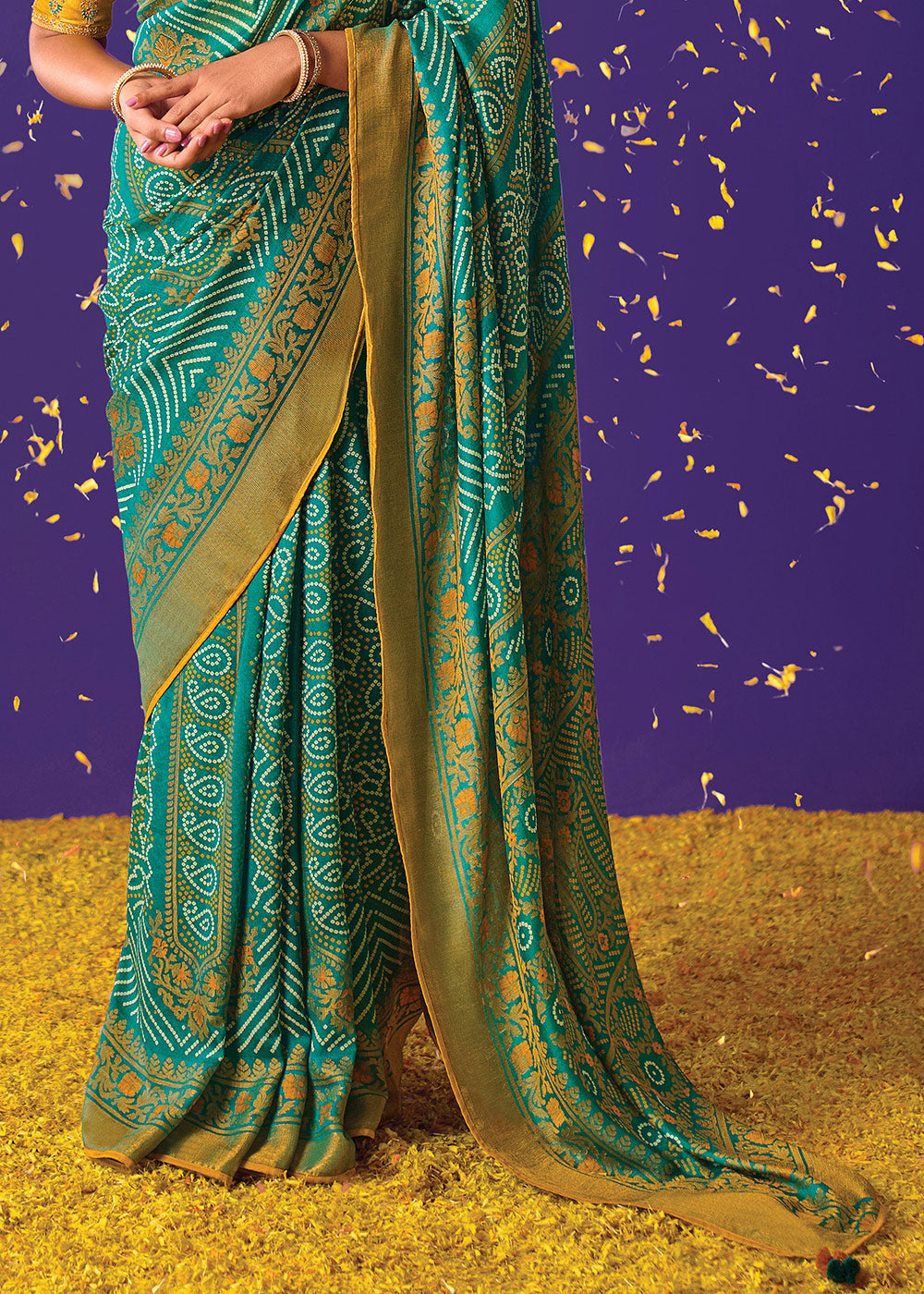 Buy MySilkLove Amazon Green Printed Paithani Saree With Embroidered Blouse Online