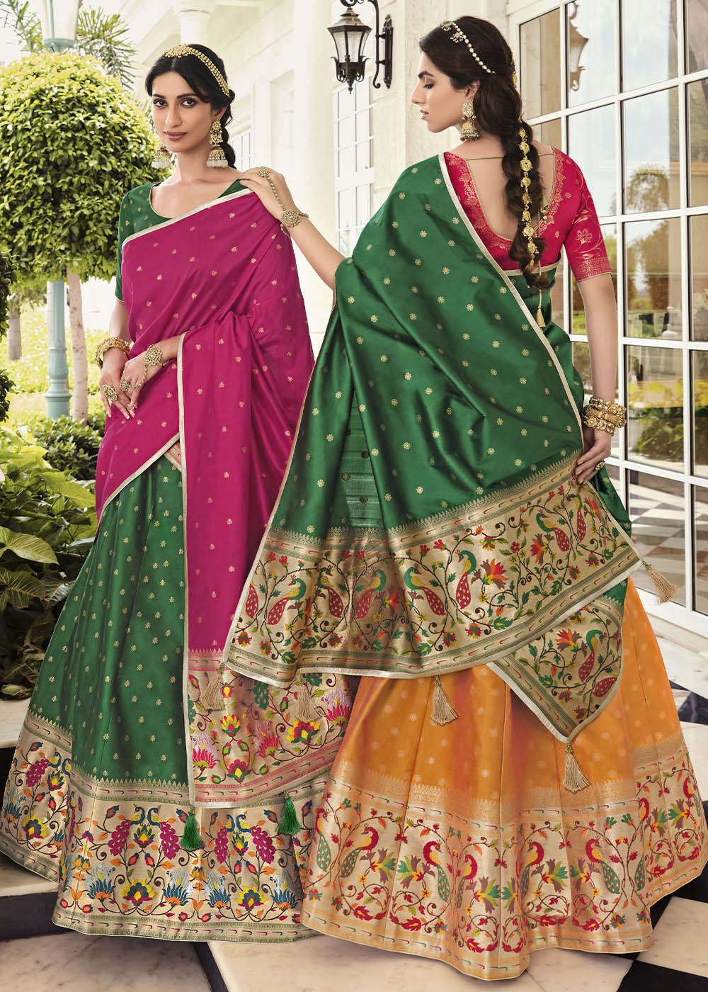 MySilkLove Koromiko Yellow and Green Banarasi Silk Lehenga Choli