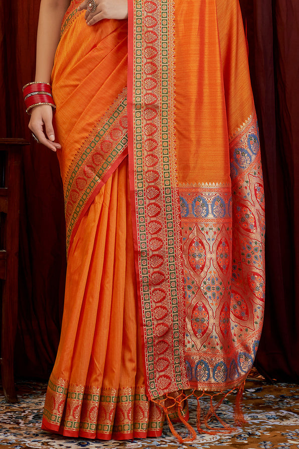 Buy MySilkLove Mandarin Orange South Silk Saree Online