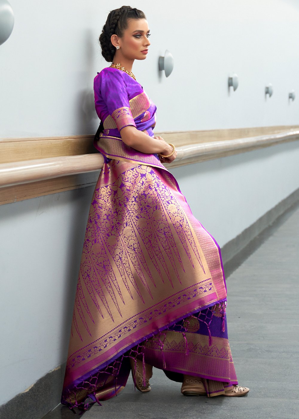 MySilkLove Royal Purple Zari Woven Banarasi Saree