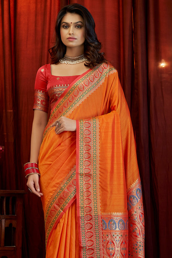 Buy MySilkLove Mandarin Orange South Silk Saree Online