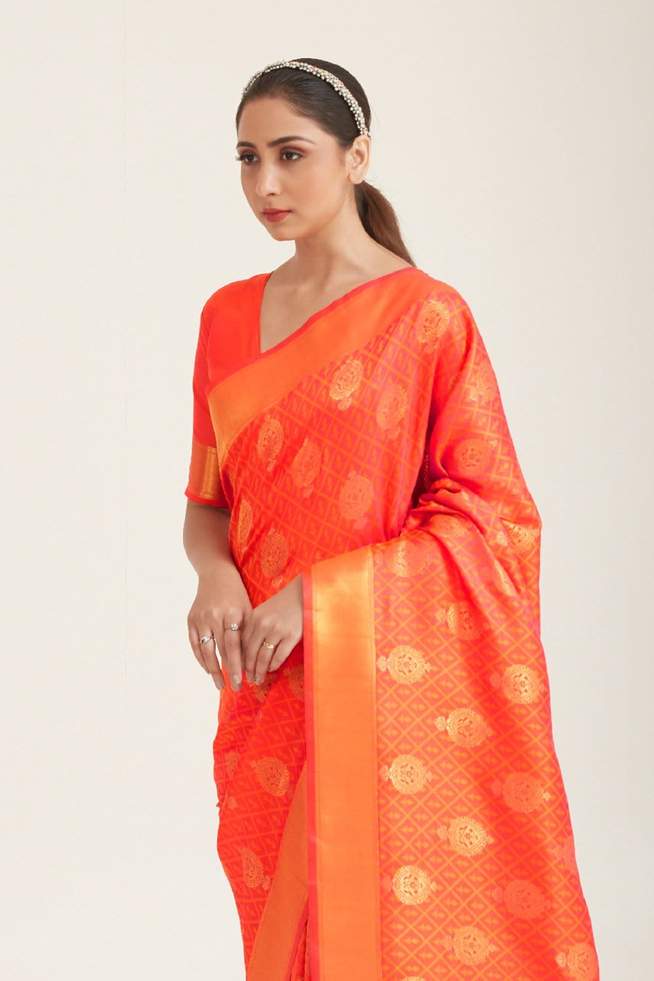 MySilkLove Pomegranate Orange Zari woven Banarasi Saree