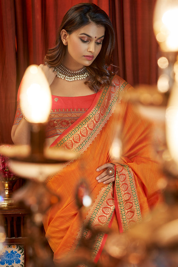 Buy MySilkLove Mandarin Orange South Silk Saree Online