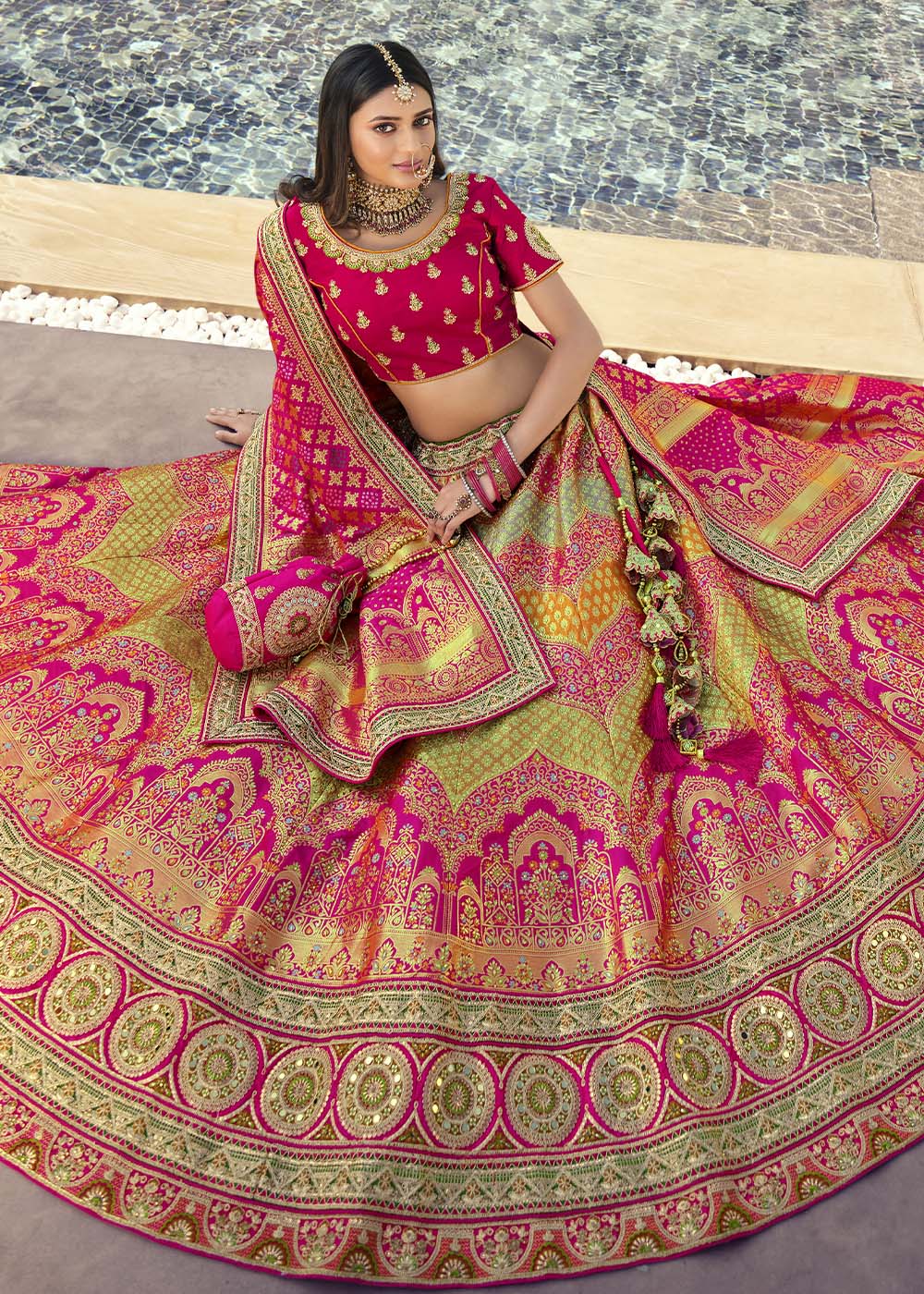 MySilkLove Geraldine Pink Banarasi Silk Lehenga Choli