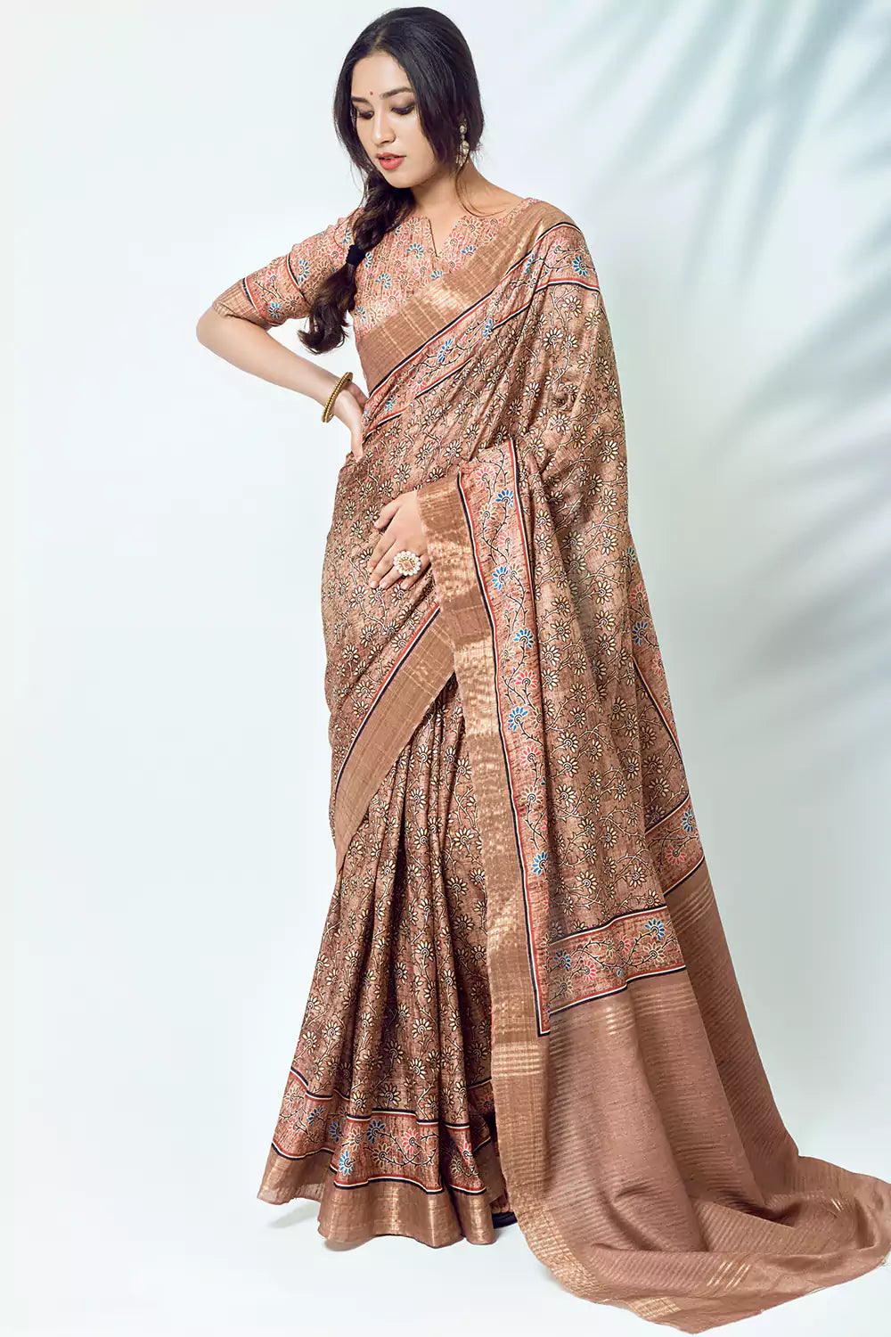 Buy MySilkLove Chocolate Brown Soft Kotha Silk Saree Online