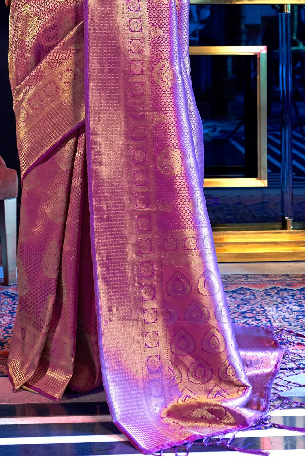 Buy MySilkLove Wine Berry Purple Woven Kanjivaram Saree Online