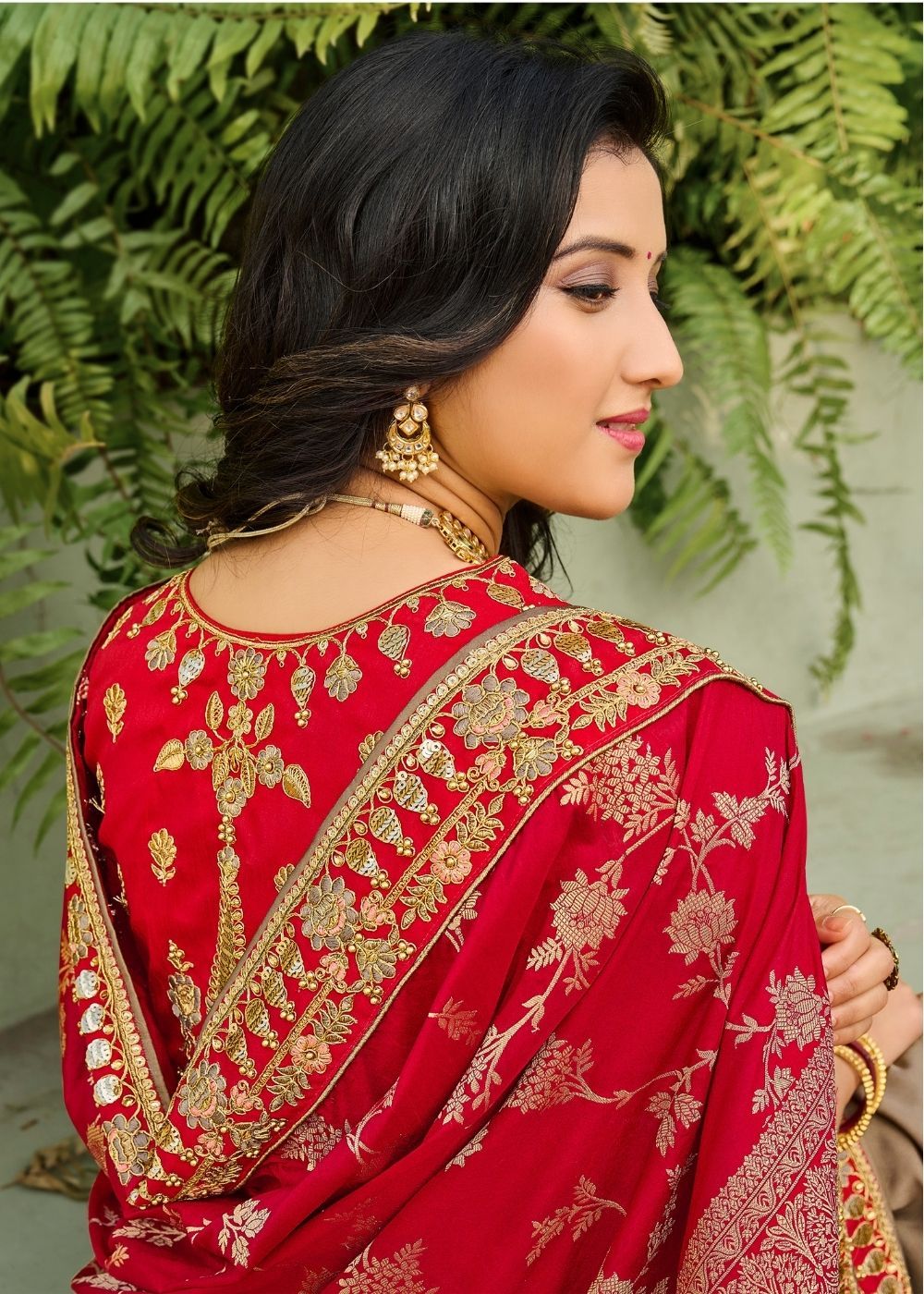 Buy MySilkLove Shiraz Red and Grey Designer Banarasi Saree Online