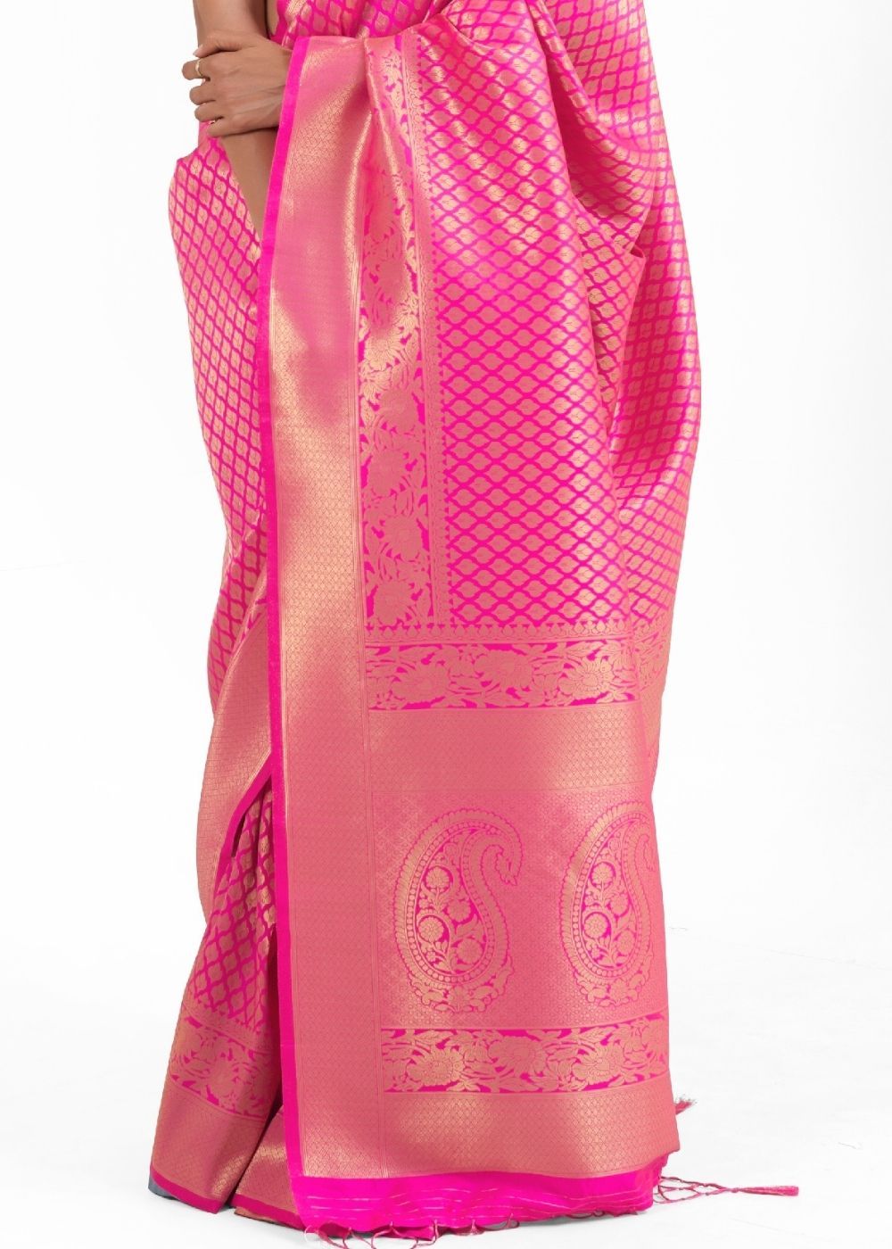 Buy MySilkLove Red Violet Pink Zari Woven kanjivaram Silk Saree Online