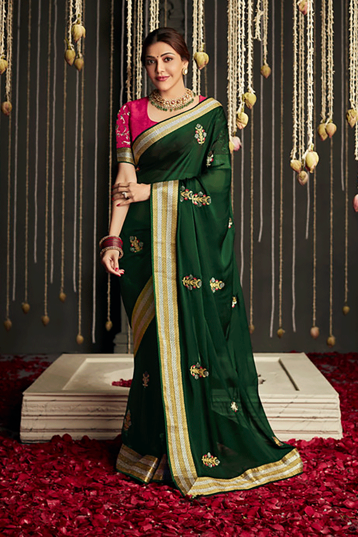 Buy MySilkLove Everglade Green Zari Woven Designer Banarasi Saree Online