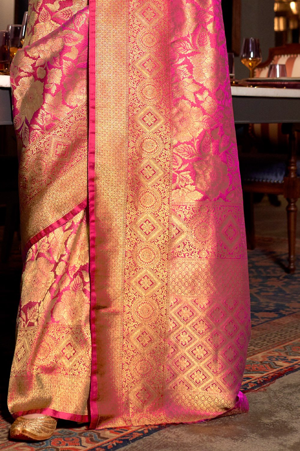 Buy MySilkLove Vin Rouge Pink woven Kanjivaram saree Online