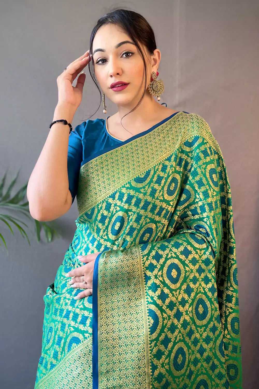 Buy MySilkLove Fruit Salad Green Patola Silk Saree Online