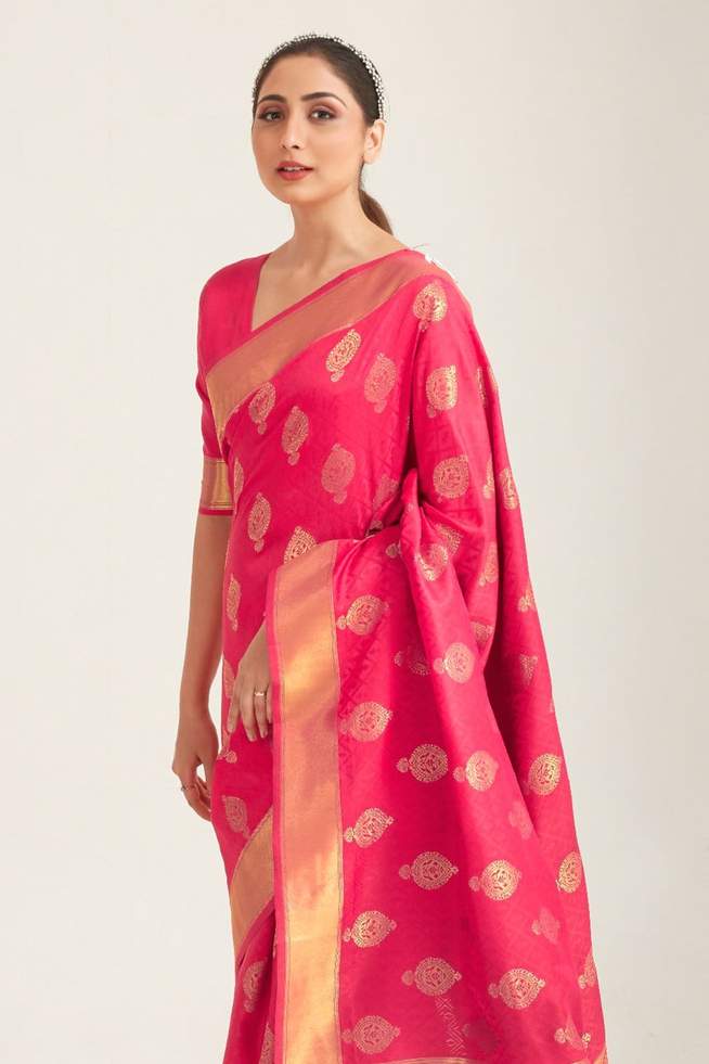 MySilkLove Rose Pink Zari Woven Banarasi saree