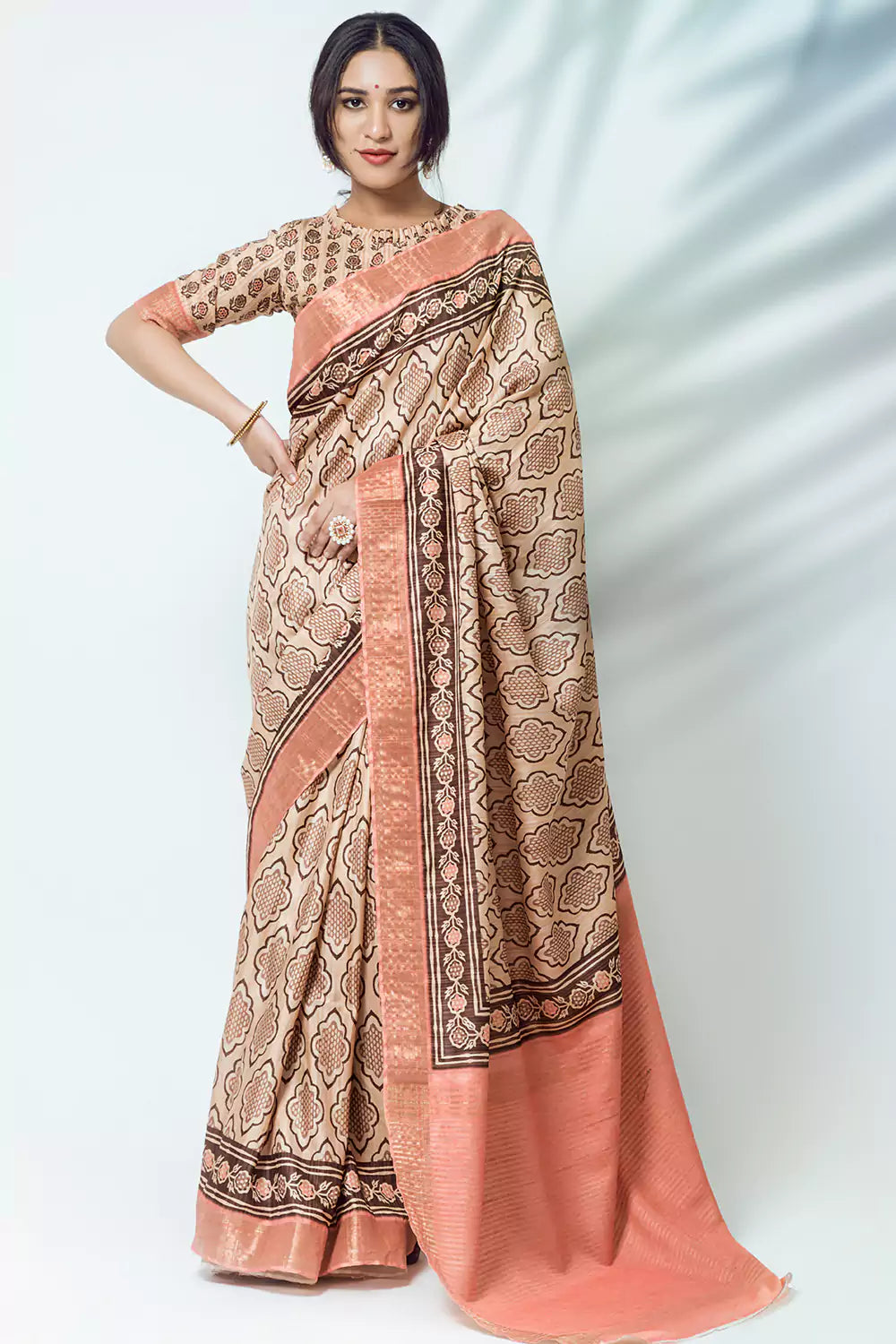 Buy MySilkLove Cameo Brown Soft Kotha Silk Saree Online