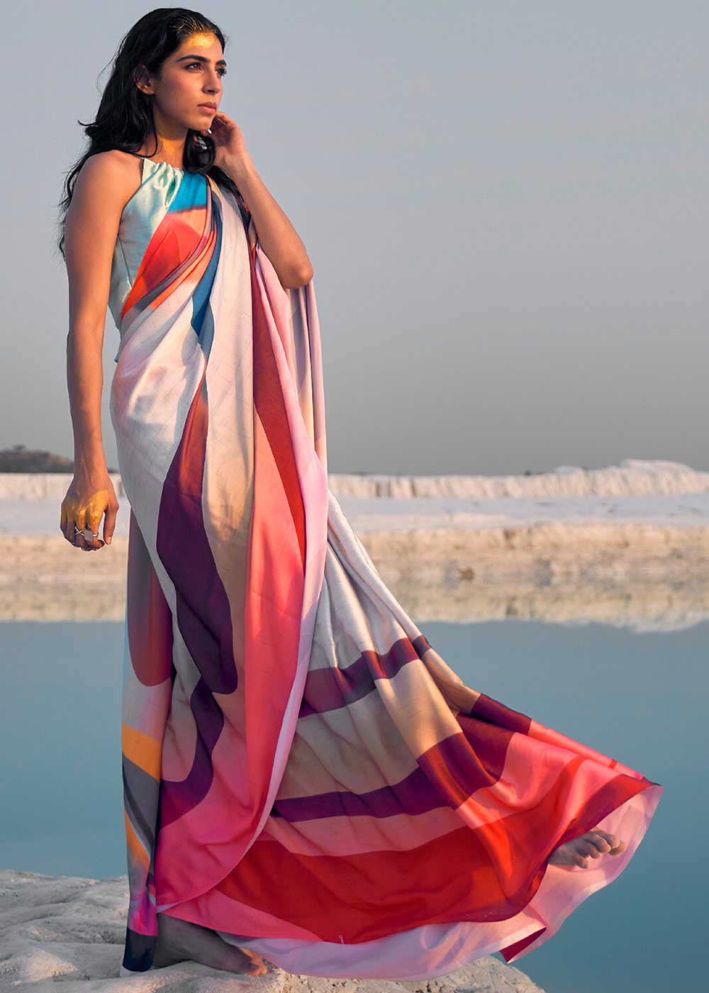 Buy MySilkLove Multicoloured Print Saga Saree Online