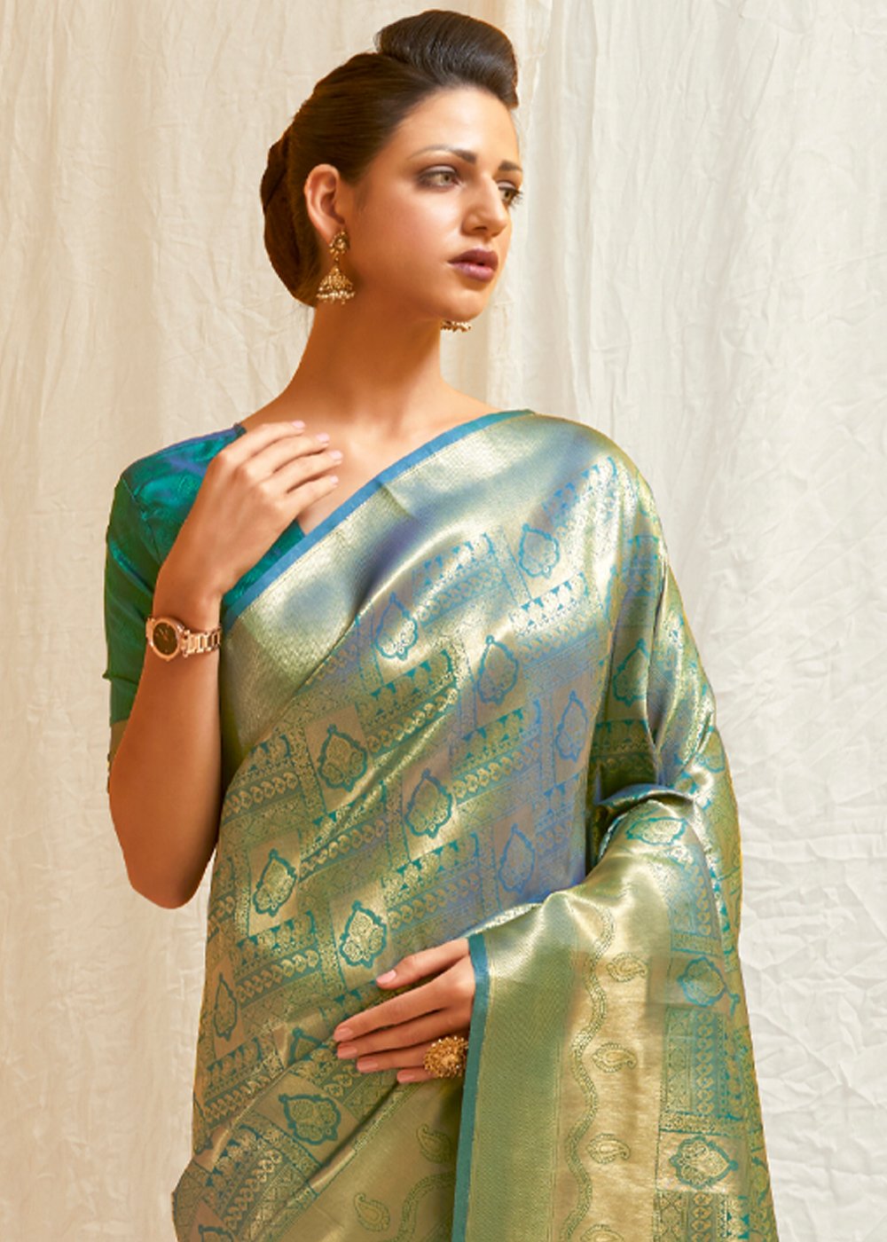 MySilkLove Amulet Green Zari Woven Kanjivaram Silk Saree