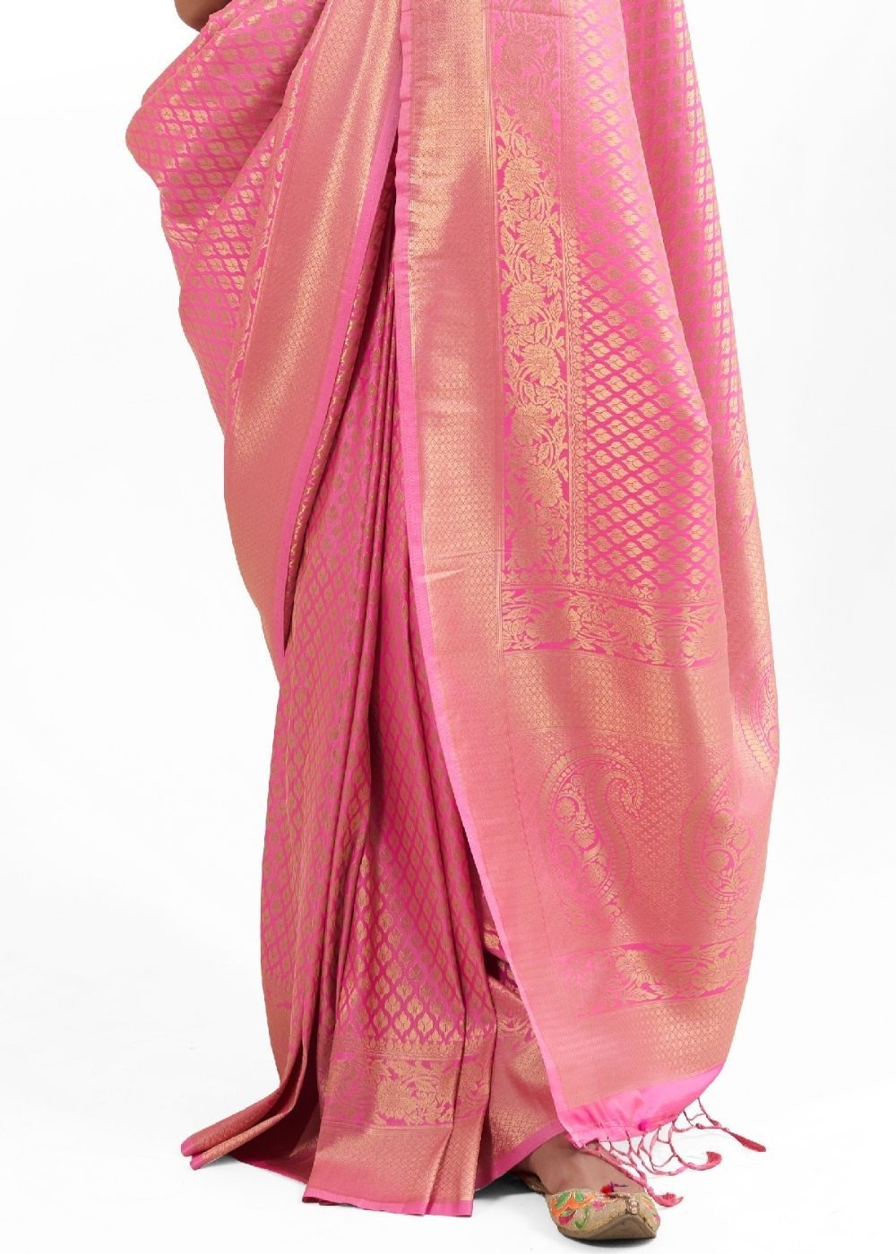 Buy MySilkLove Cinnamon  Pink Zari Woven Kanjivaram Silk Saree Online