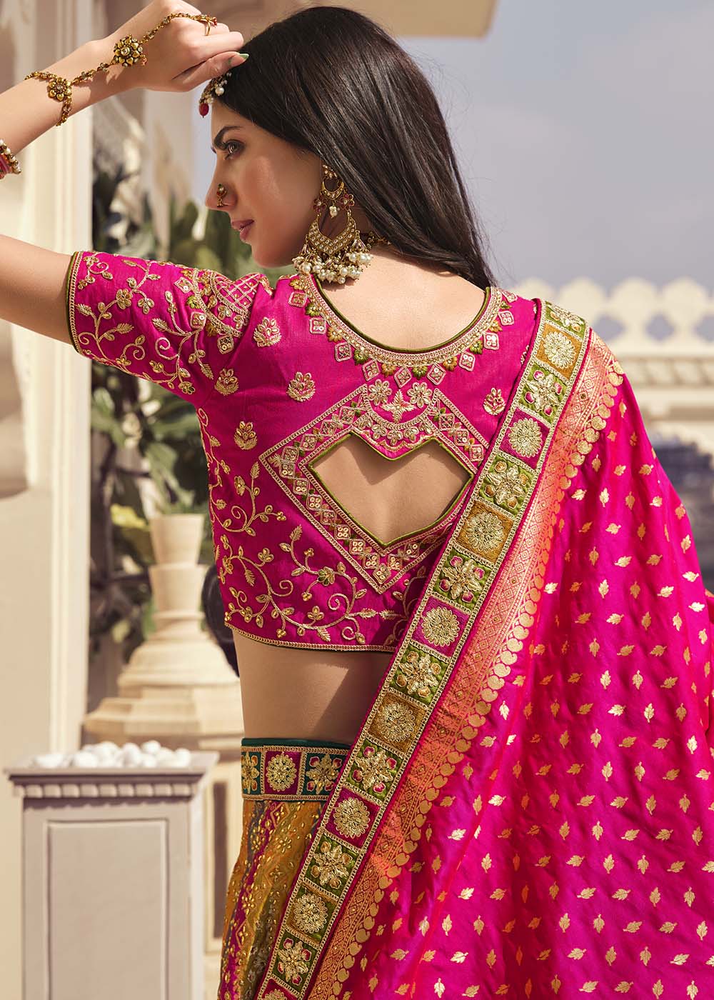 Buy MySilkLove Equator Multi Colour Banarasi Silk Lehenga Choli Online