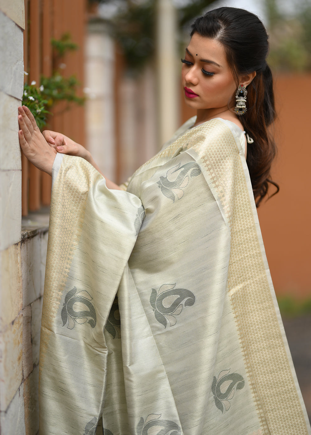 Buy MySilkLove Beryl Light Green Woven Soft Silk Saree Online