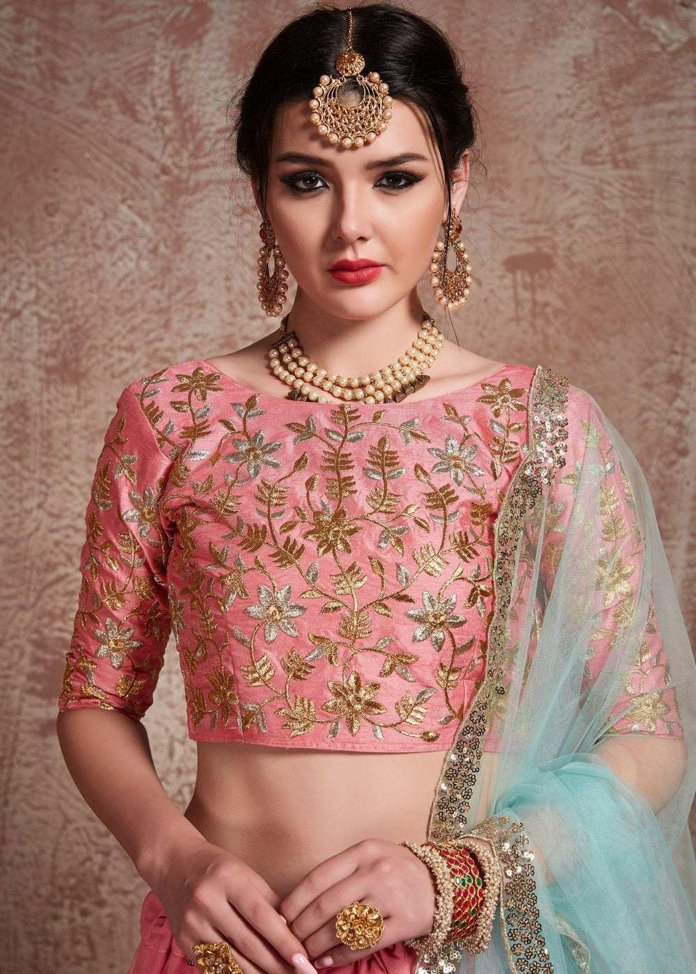 Buy MySilkLove Mona Lisa Pink Designer Soft Net Lehenga Choli Online