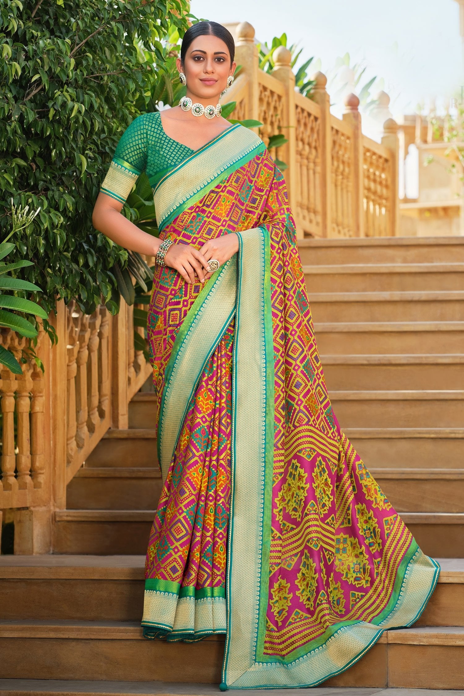 Buy MySilkLove Alpine Orange Brasso Patola Printed Saree Online