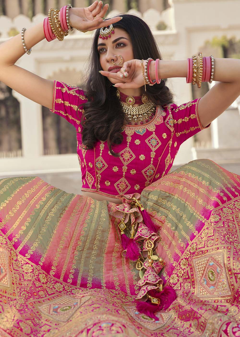 Buy MySilkLove Cabaret Pink Banarasi Silk Lehenga Choli Online