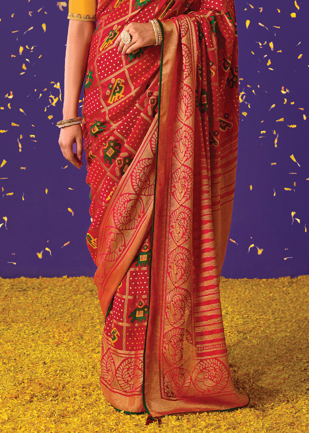 Buy MySilkLove Rusty Red Printed Paithani Saree With Embroidered Blouse Online