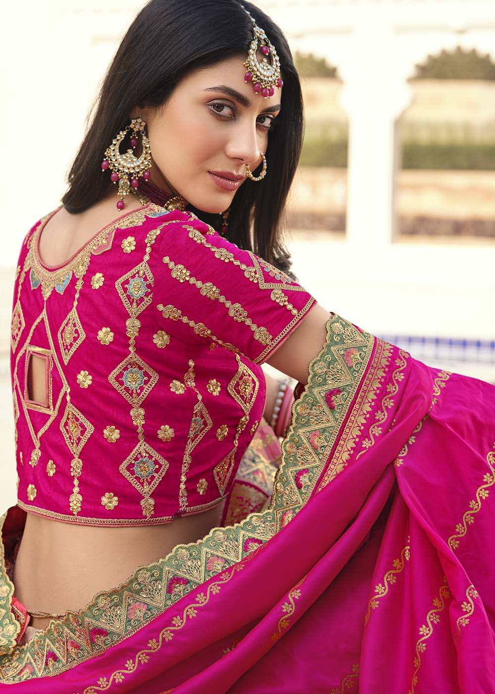 Buy MySilkLove Cabaret Pink Banarasi Silk Lehenga Choli Online