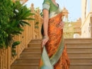 Buy MySilkLove Disco Orange Brasso Patola Printed Saree Online