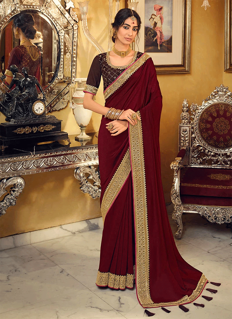 Buy MySilkLove Espresso Brown Designer Silk Saree Online