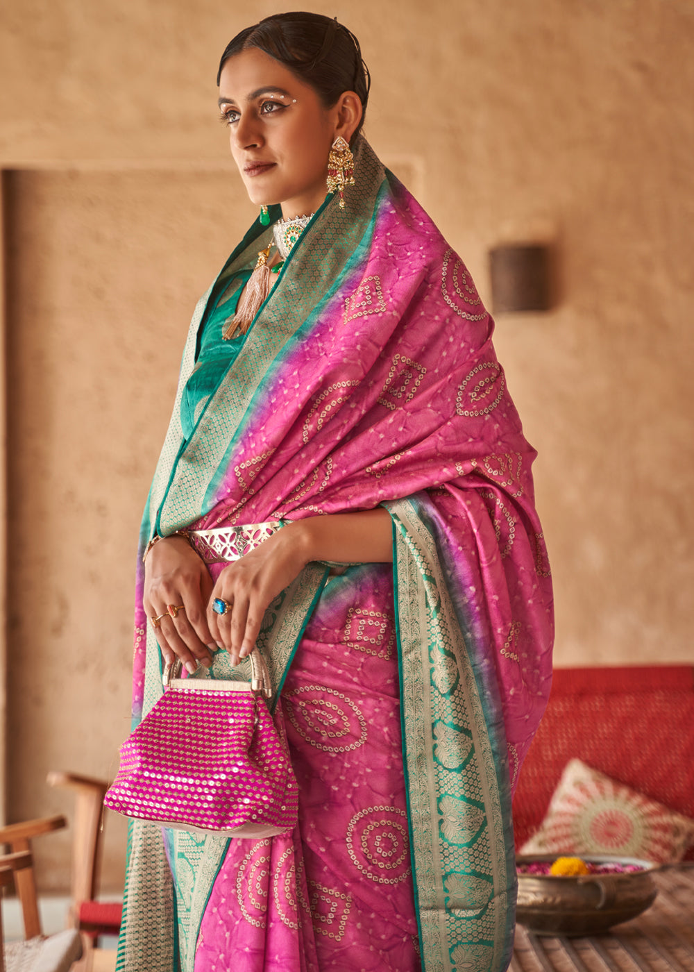 Buy MySilkLove Hippie Pink Zari Woven Banarasi Saree Online