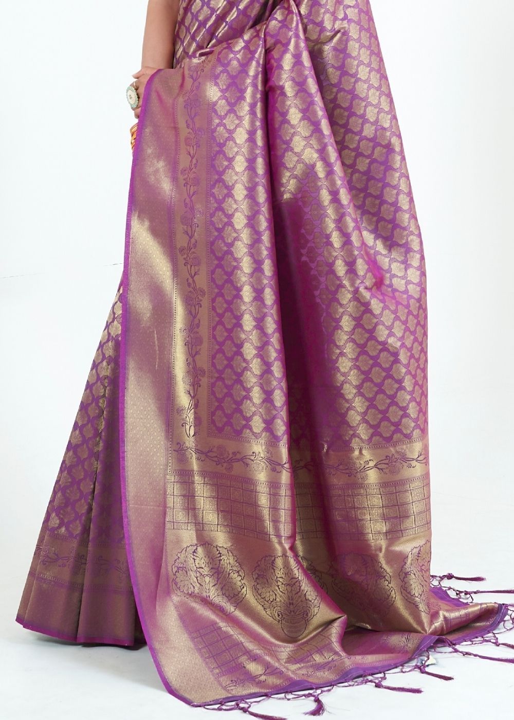 Buy MySilkLove Plum Purple Zari Woven Kanjivaram Silk Saree Online