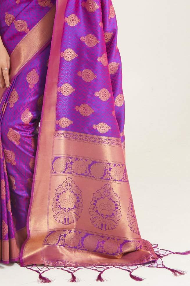 Buy MySilkLove Eminence Purple Zari Woven Banarasi Saree Online