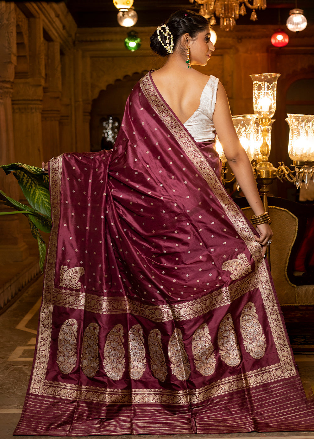 MySilkLove Thorns Purple Hand Woven Katan Pure Silk Saree