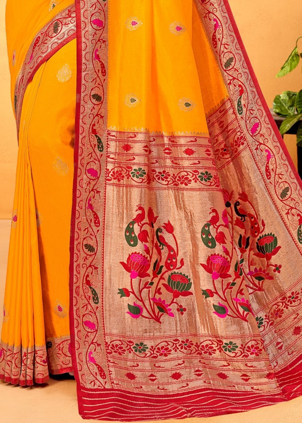 Buy MySilkLove Web Yellow Handloom Woven Paithani Silk Saree Online