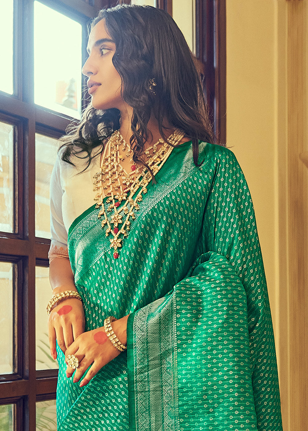 Buy MySilkLove Pine Green Zari Woven Kanjivaram Silk Saree Online