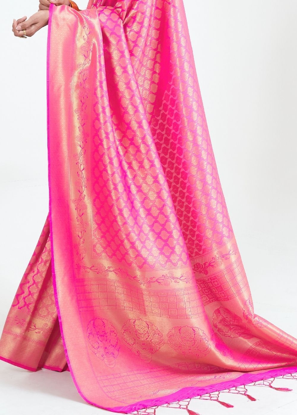 Buy MySilkLove Pink Sherbert Zari Woven Kanjivaram Silk Saree Online