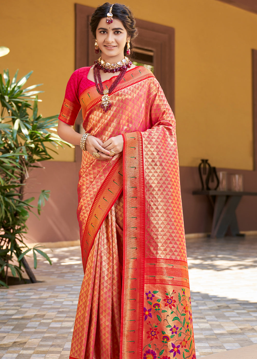 MySilkLove Cinnabar Red Woven Paithani Silk Saree
