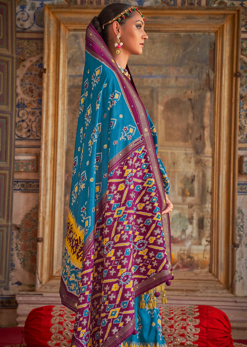 Buy MySilkLove Boston Blue and Purple Woven Patola Silk Saree Online