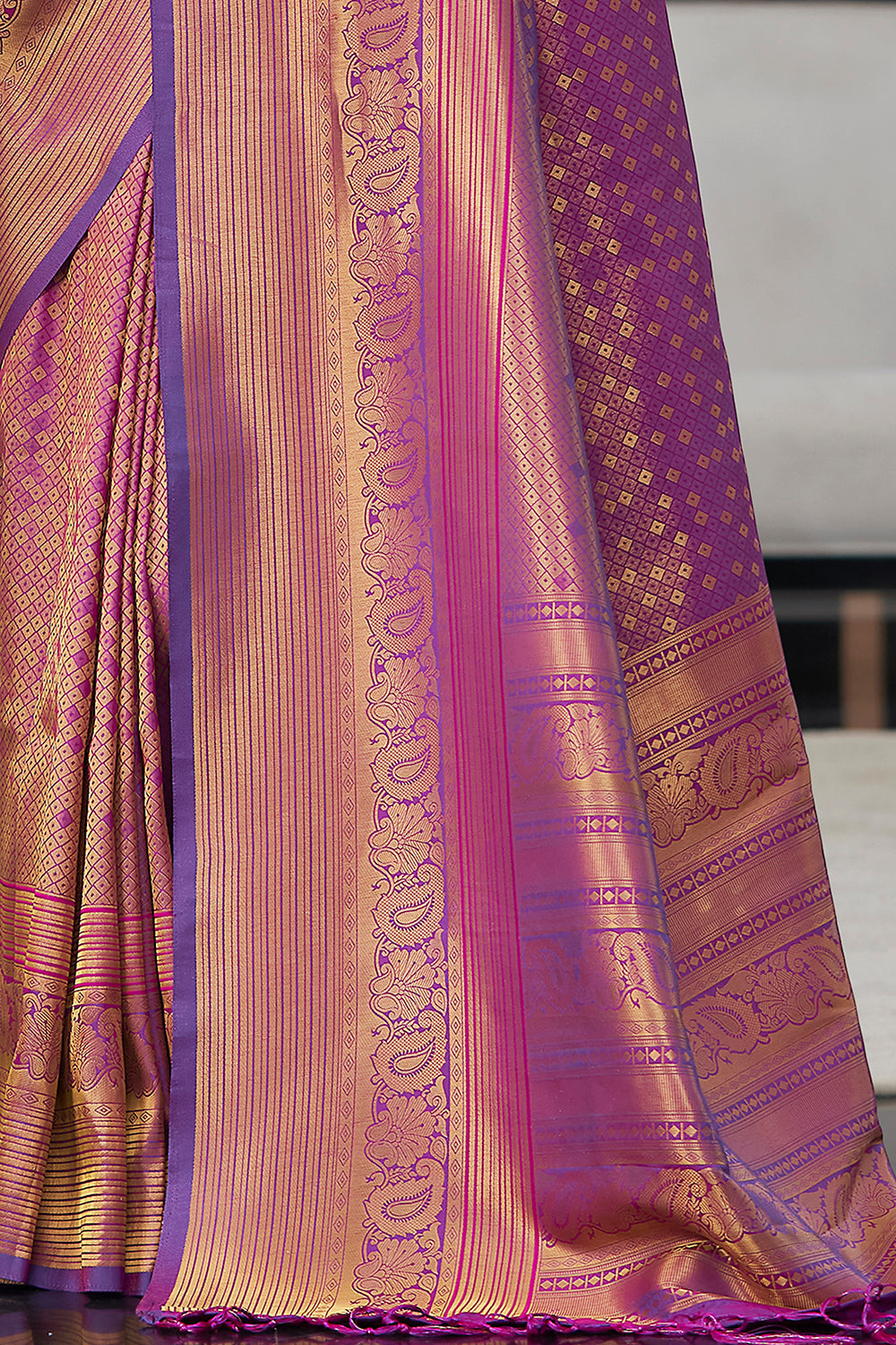 Buy MySilkLove Copper Rust Purple Soft Kanjivaram Silk Saree Online