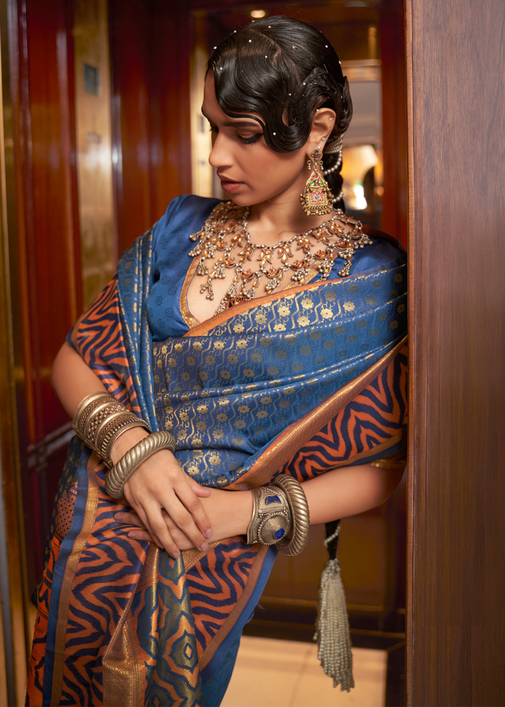MySilkLove Lynch Blue Woven Banarasi Silk Saree