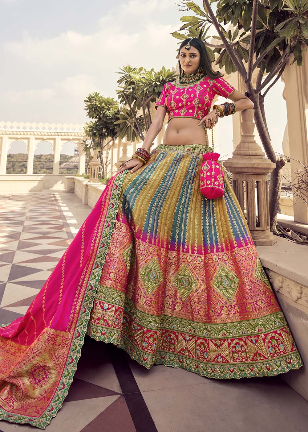 MySilkLove Sark Multi Colour Banarasi Silk Lehenga Choli
