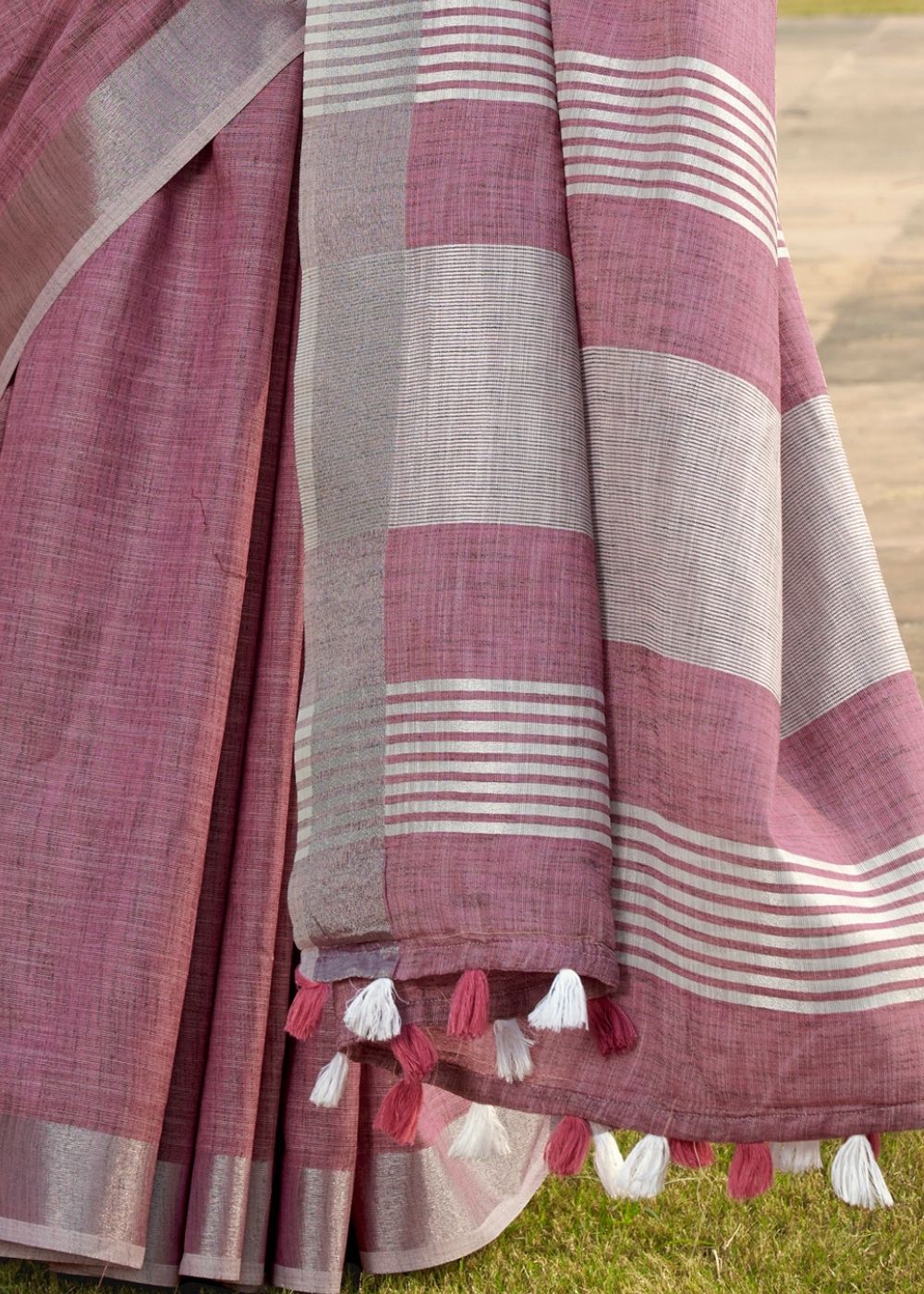 Buy MySilkLove Pearl Purple Soft Linen Silk Saree Online