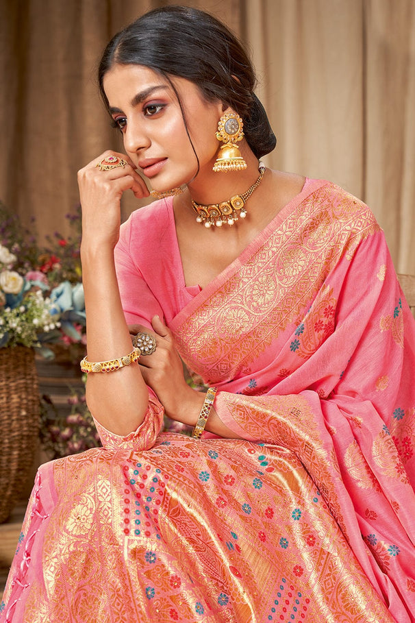 Buy MySilkLove Sea Pink Cotton Saree Online