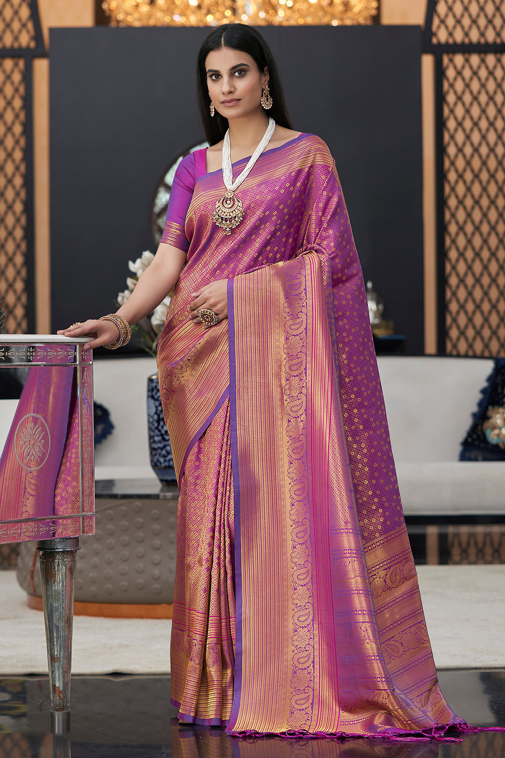 MySilkLove Copper Rust Purple Soft Kanjivaram Silk Saree