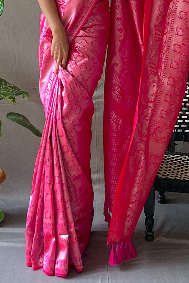 Buy MySilkLove Monarch Pink Kanjivaram Silk Saree Online