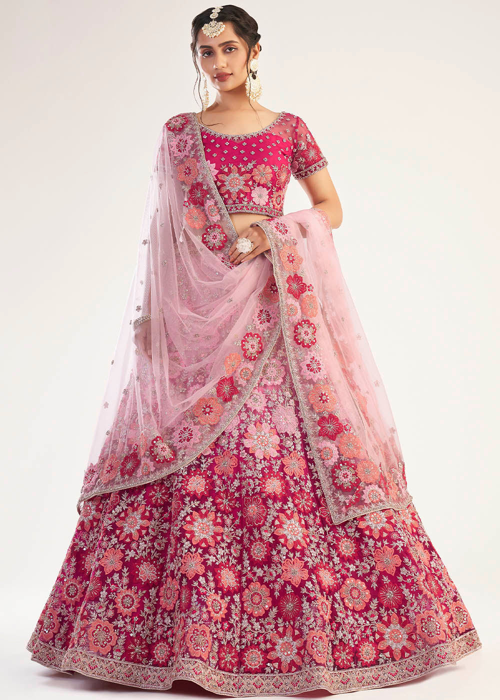 Buy MySilkLove Cinnamon Pink Net Designer Lehenga Choli Online