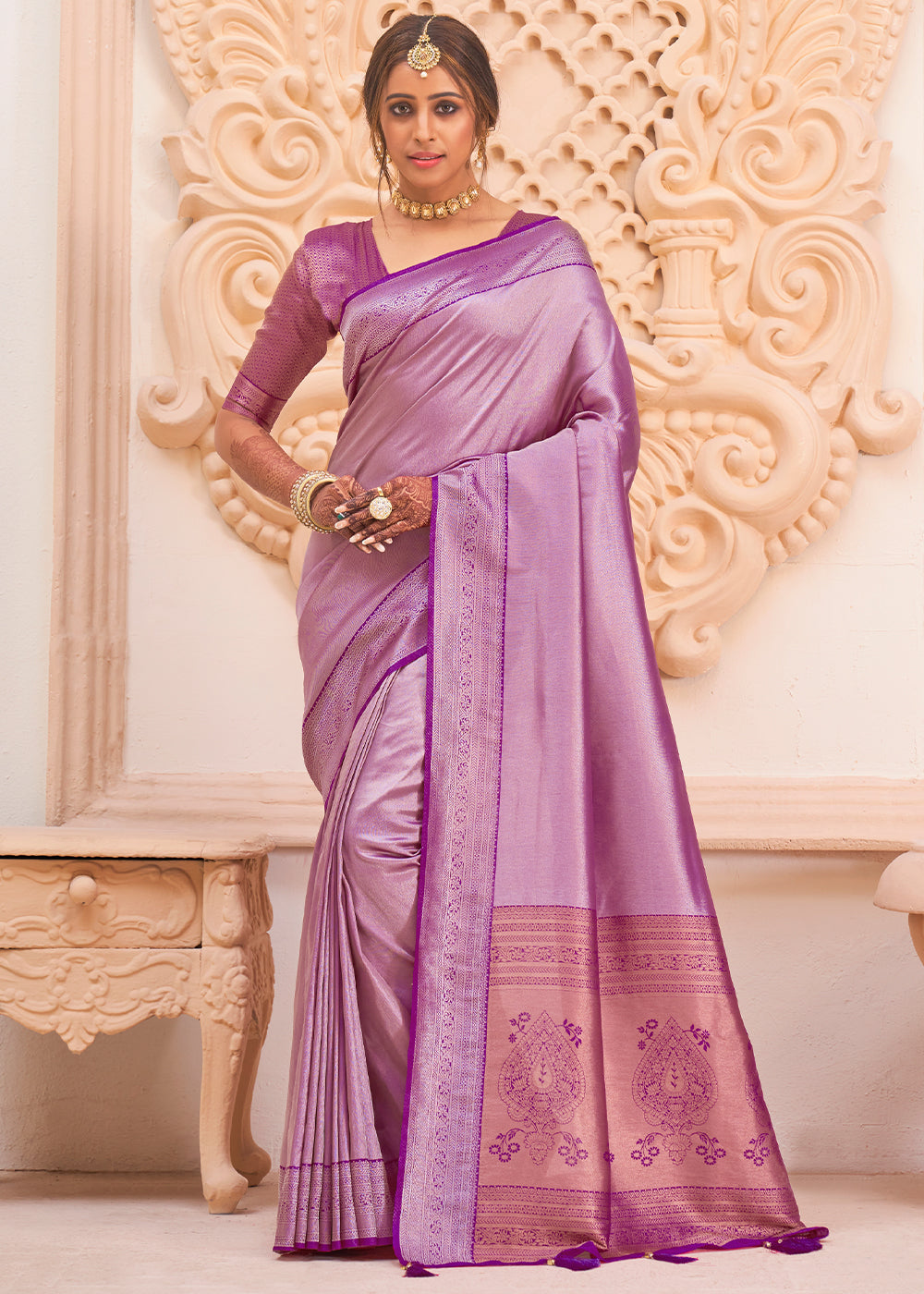 Buy MySilkLove Careys Purple Zari Woven Designer Saree Online