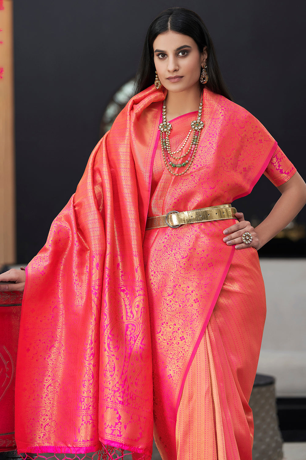 Buy MySilkLove Froly Pink Soft Kanjivaram Silk Saree Online